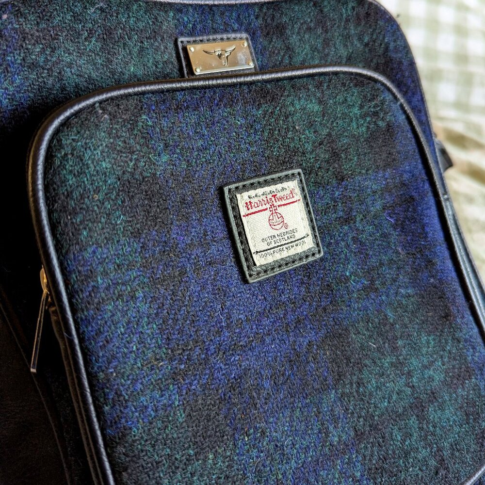 Green, Black and Navy Harris Tweed Crossbody Bag